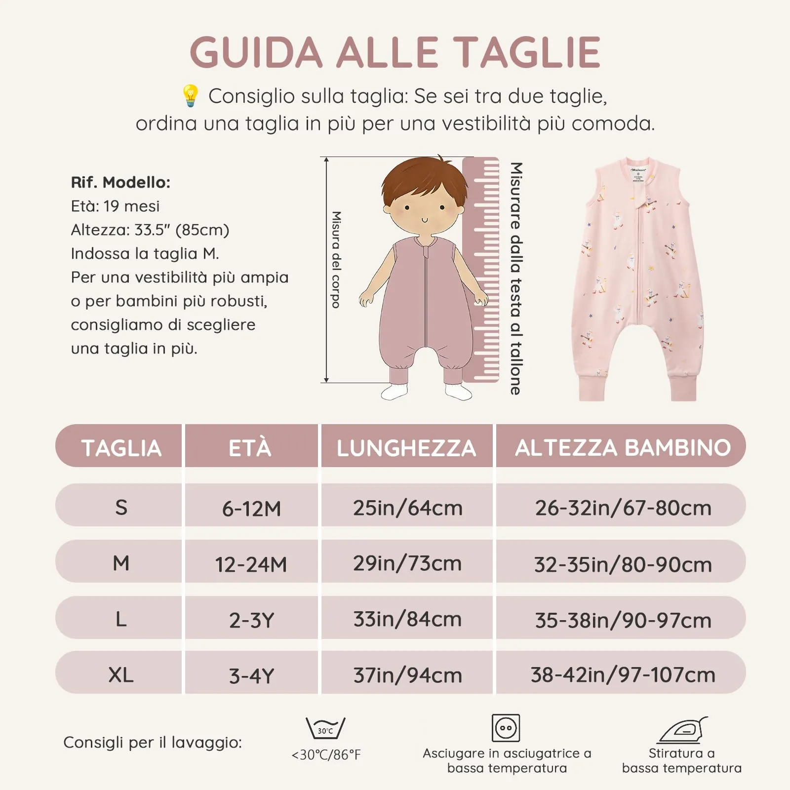 Mosebears Sacco Nanna 1 Tog per Bambini - Leggermente Imbottito Cotone Traspirante,primaverile e autunno(95cm(3-4 anni)) - immagine 5