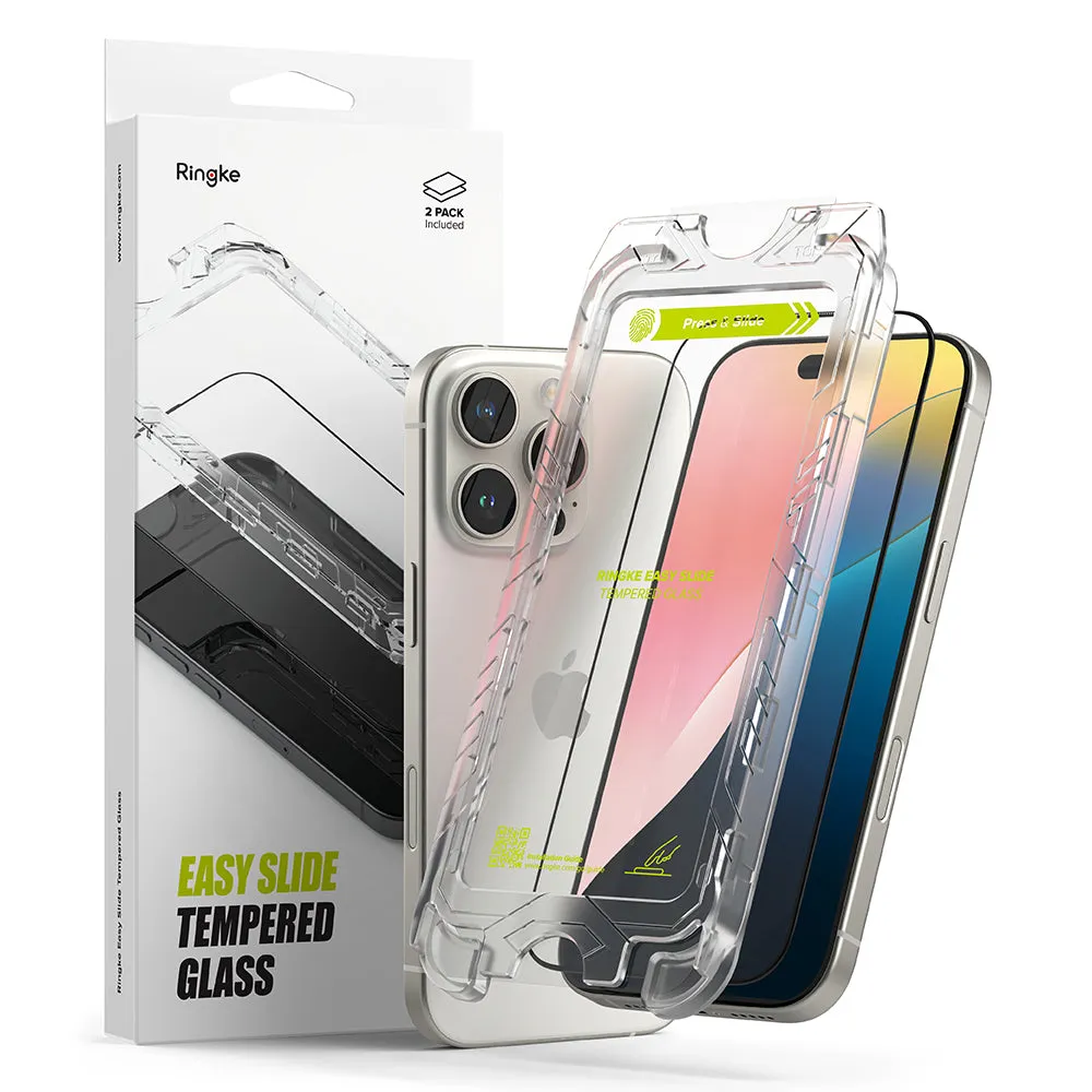 Ringke Easy Slide Screen Protector per Apple iPhone 16 Pro Max, colla completa, colla completa, set 2 pezzi, nero - immagine 1
