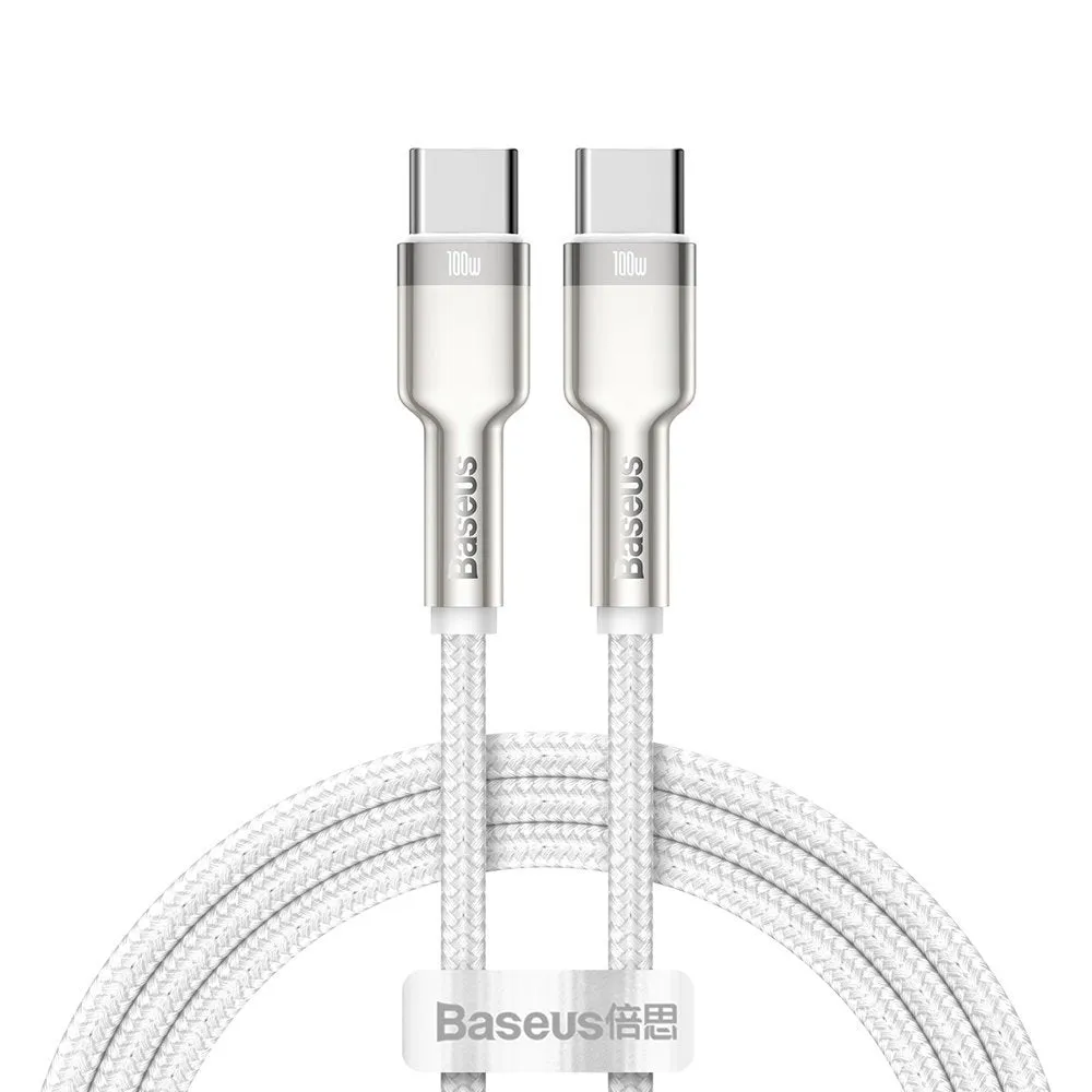 Cavo Dati e Ricarica USB-C - USB-C Baseus Cafule Metal Series, 100W, 1m, Bianco CATJK-C02 - immagine 1
