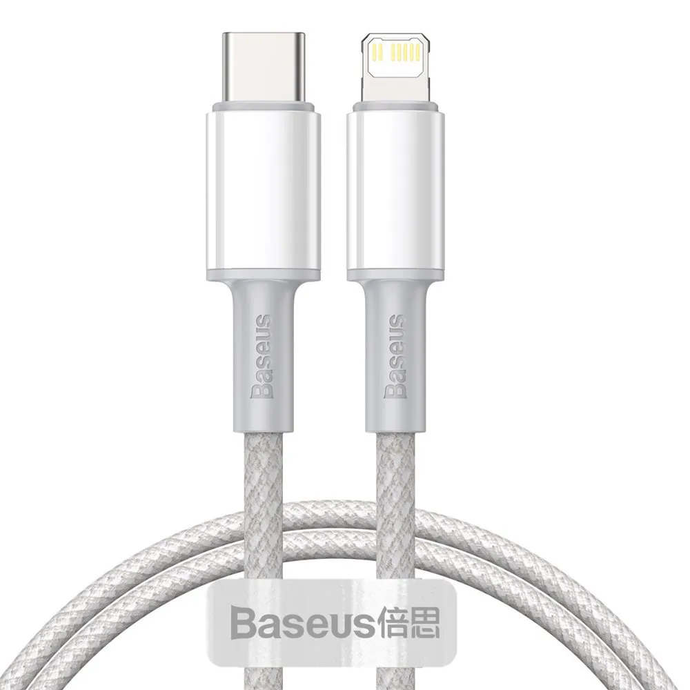 Cavo Dati e Ricarica USB-C - Lightning Baseus Intrecciato ad Alta Densità, 20W, 2m, Bianco CATLGD-A02 - immagine 1