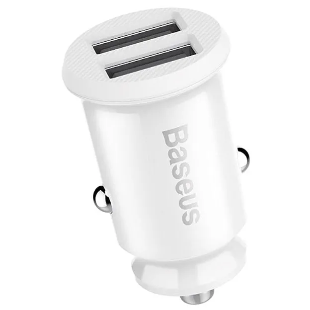 Caricabatterie Auto Baseus Grain, 10.5W, 2.1A, 2 x USB-A, Bianco CCALL-ML02 - immagine 1