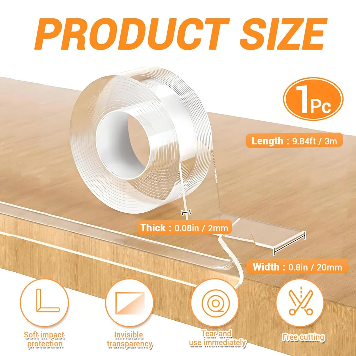 3M Striscia Protettiva Trasparente per Bordi,Nastro Protettivo Autoadesivo,Autoadesiva, Sicura per i Bambini,per Armadietti, Porte, Scrivanie, Tavoli in Vetro, Mobili, Letto, Piano di Lavoro - immagine 2