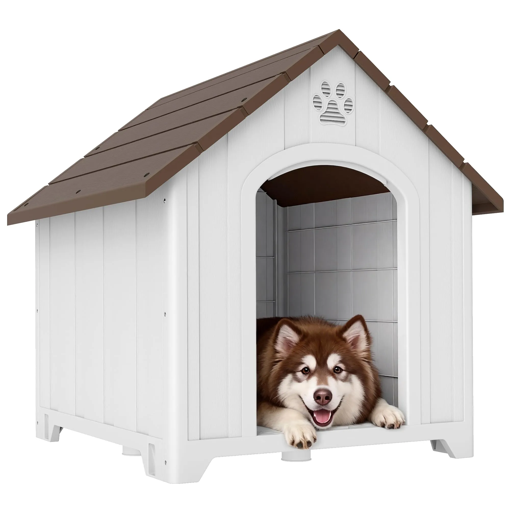 PawHut Cuccia per cani, impermeabile, 102 x 94 x 103 cm, marrone scuro - immagine 1