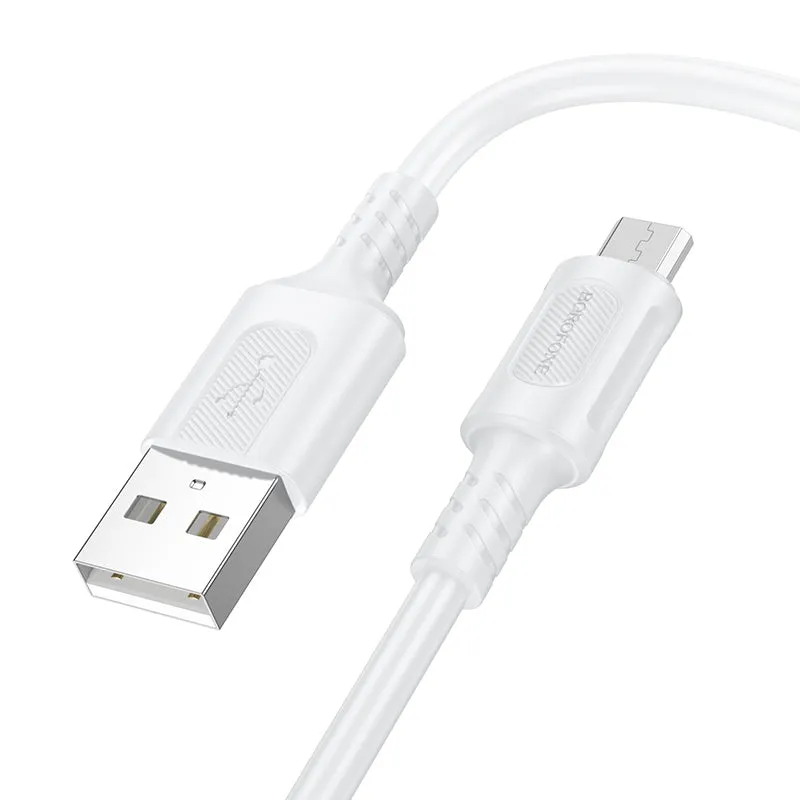 Cavo dati e ricarica USB-A - microUSB Borofone BX111 Feliz, 18W, 1m, bianco - immagine 1