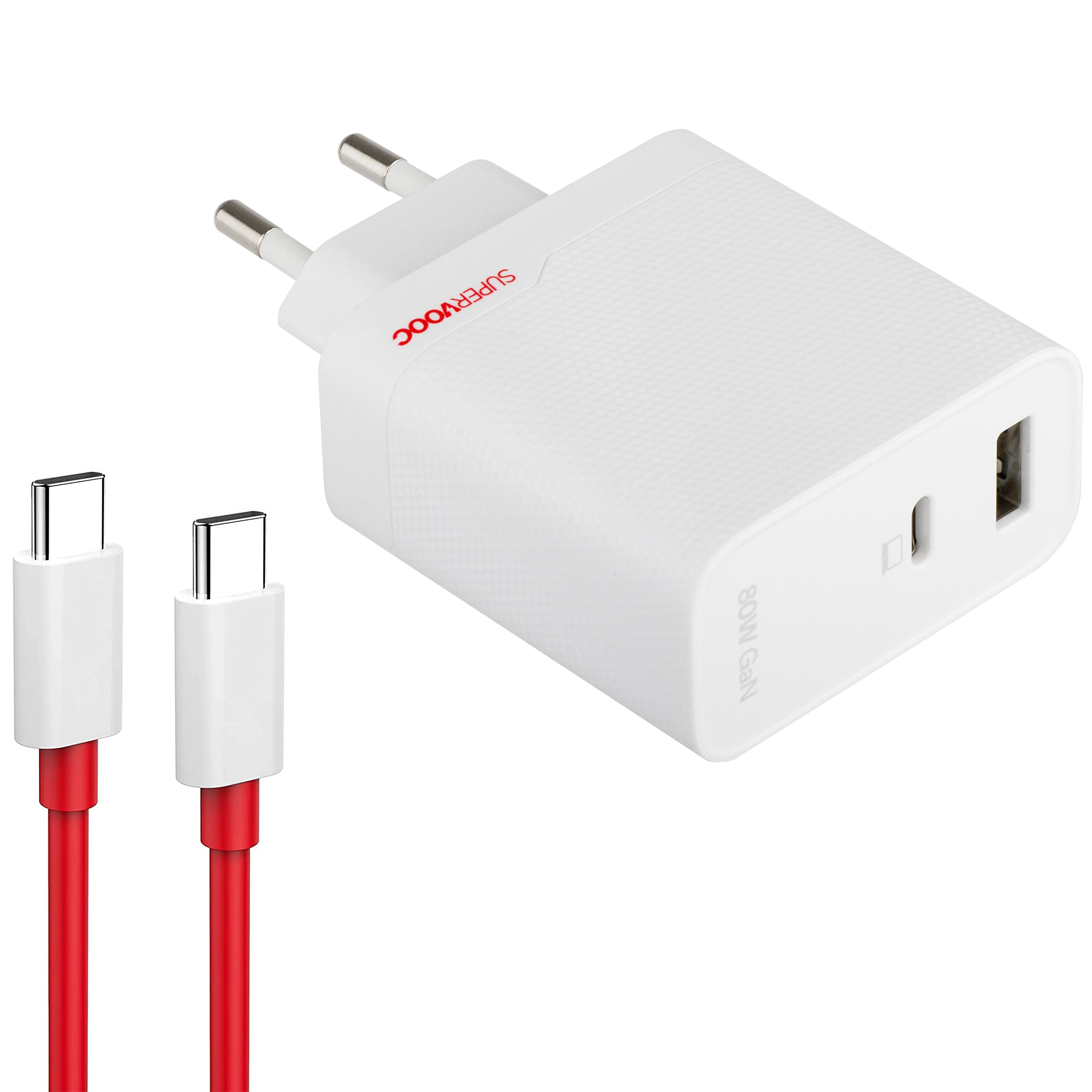 Caricatore da rete con cavo USB-C OnePlus, 80W, 7.3A, 1 x USB-A - 1 x USB-C, Bianco 5461100597 - immagine 1