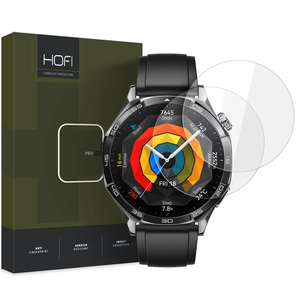 Pellicola Protettiva HOFI Glass PRO+ per Huawei Watch GT 5 46mm, Set 2 pezzi, Vetro Temperato - immagine 1