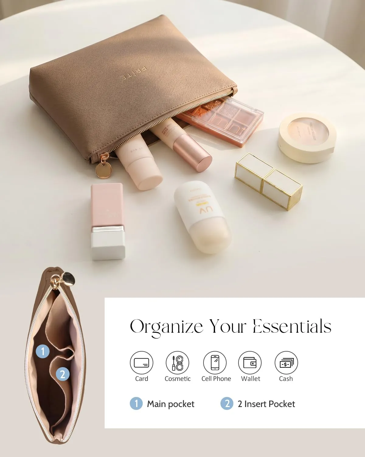 Prite Borsa Trucco Da Viaggio Femminile Con Scomparto Portapennelli - immagine 3