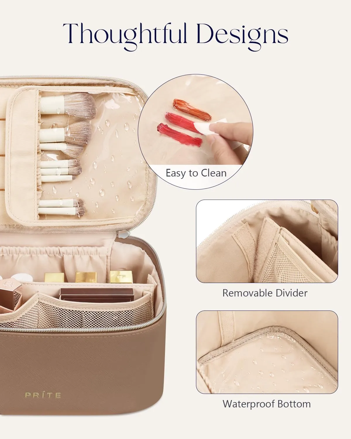 Prite Borsa Trucco Da Viaggio Femminile Con Scomparto Portapennelli - immagine 6