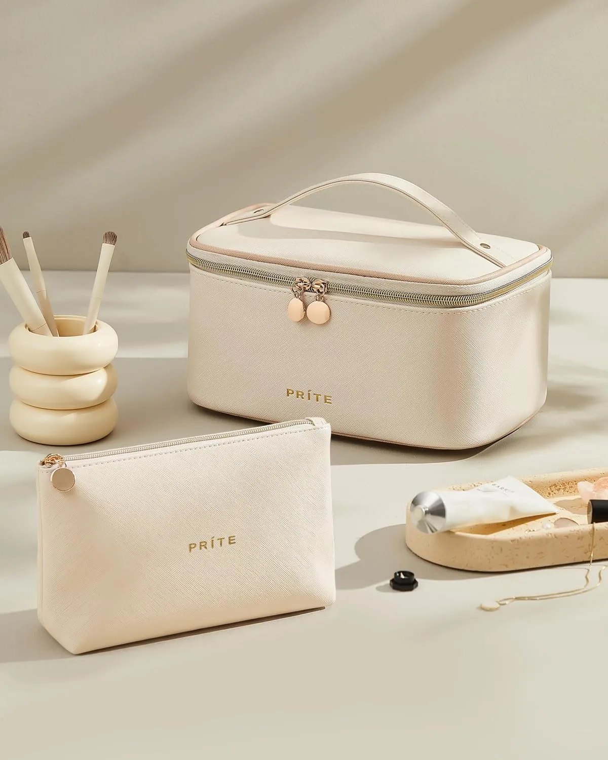 Prite Borsa Trucco Da Viaggio Femminile Con Scomparto Portapennelli - immagine 4