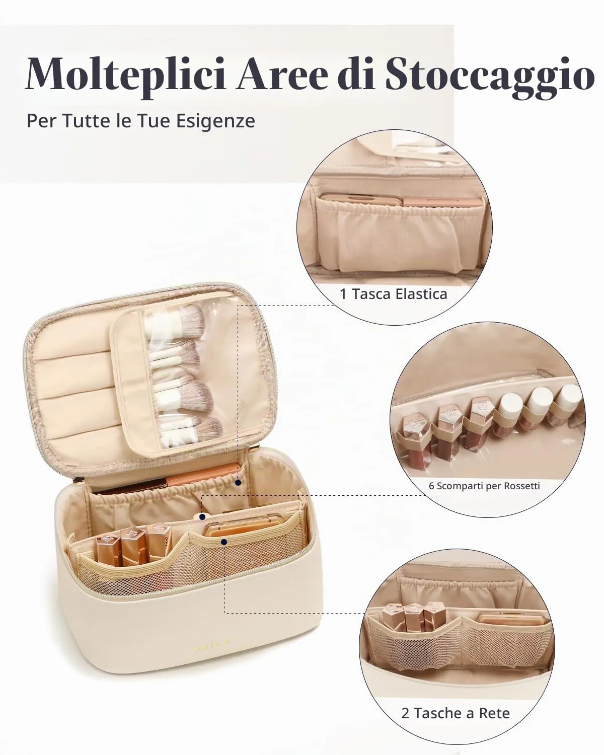 Prite Borsa Trucco Da Viaggio Femminile Con Scomparto Portapennelli - immagine 5