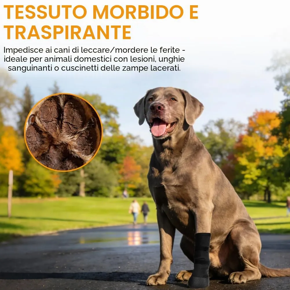 OSDUE Impermeabili Scarpette Cane,Calze di Protezione e Recupero per Cani,Stivali per Cani Paw Protector,Antiscivolo,Regolabili e Lavabili,per Dog per Calzini Cane Ferite attività All'aperto(L) - immagine 4