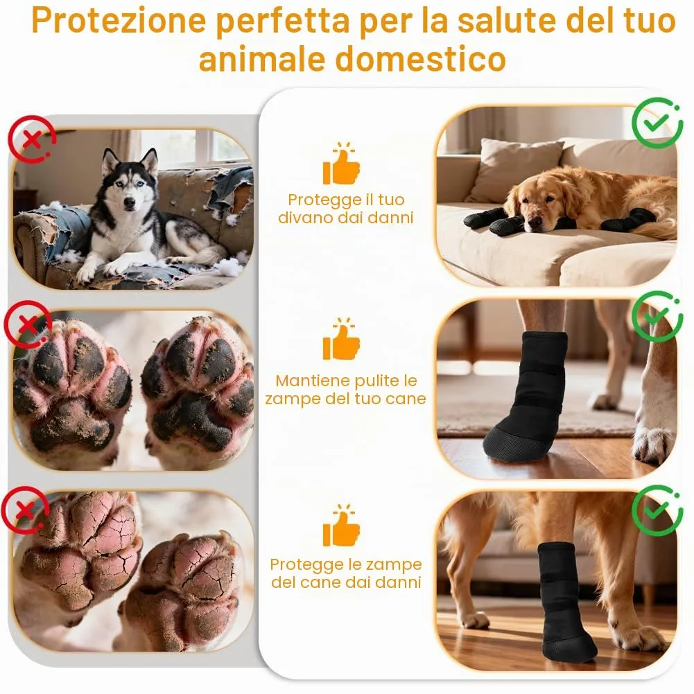 OSDUE Impermeabili Scarpette Cane,Calze di Protezione e Recupero per Cani,Stivali per Cani Paw Protector,Antiscivolo,Regolabili e Lavabili,per Dog per Calzini Cane Ferite attività All'aperto(L) - immagine 5