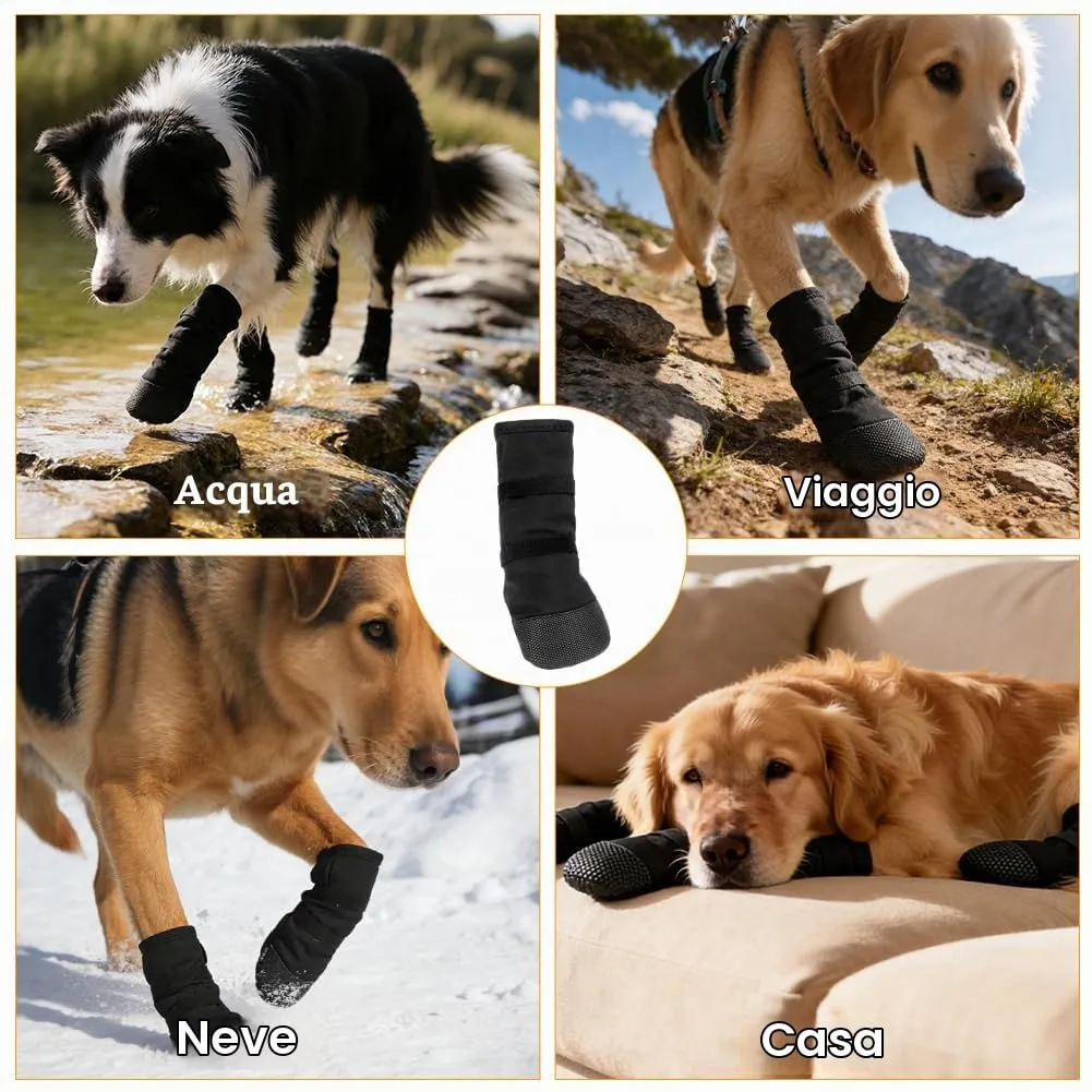 OSDUE Impermeabili Scarpette Cane,Calze di Protezione e Recupero per Cani,Stivali per Cani Paw Protector,Antiscivolo,Regolabili e Lavabili,per Dog per Calzini Cane Ferite attività All'aperto(L) - immagine 6