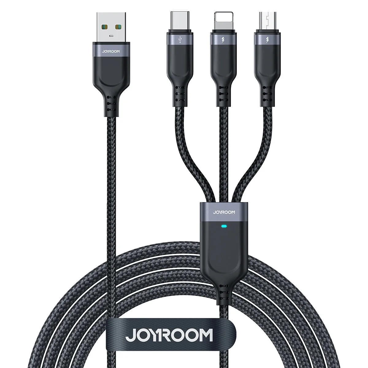 Cavo di Ricarica USB-A - Lightning / microUSB / USB-C Joyroom S-A18 3in1, 20W, 0.3m, Nero - immagine 1