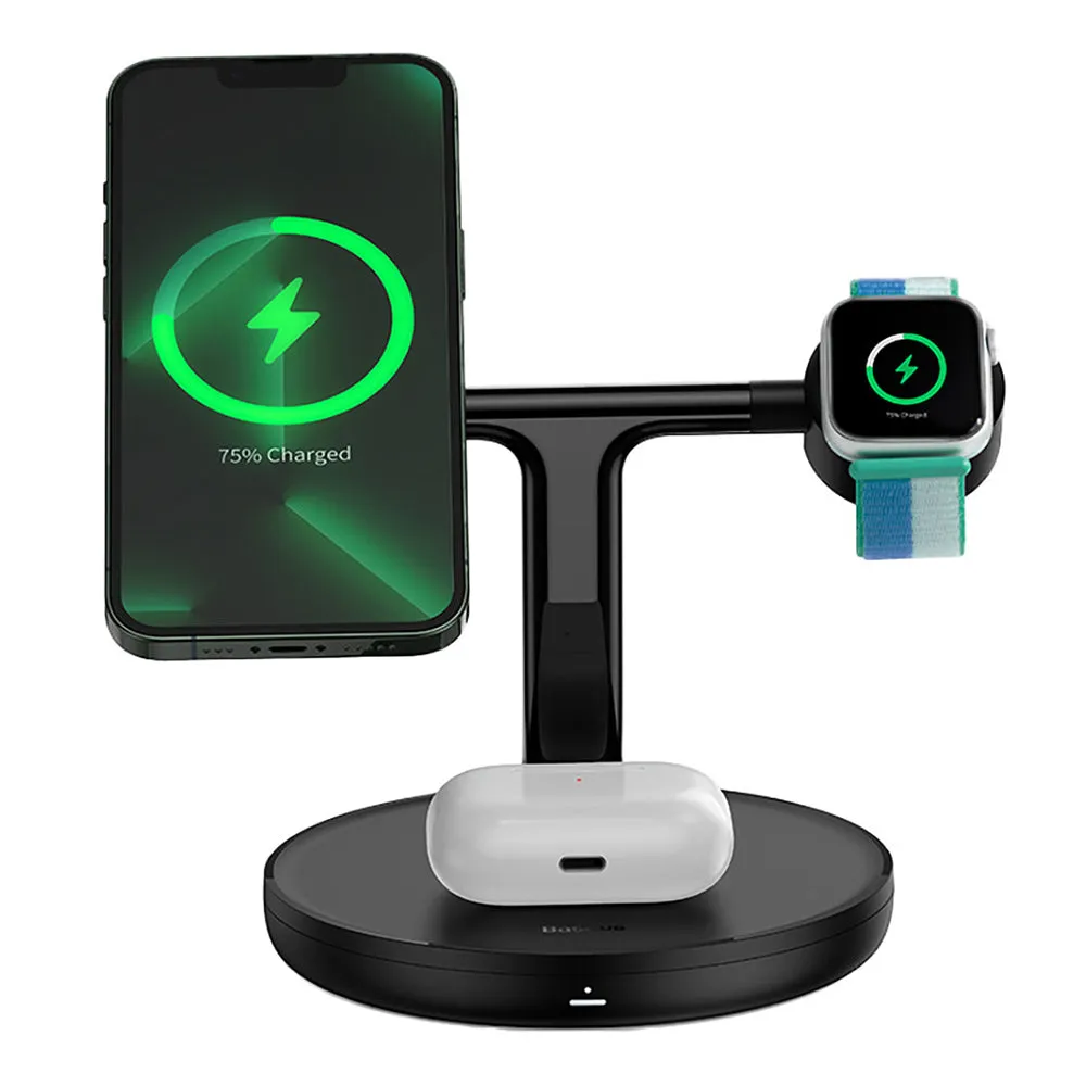 Caricabatterie Rete Wireless Baseus Swan 3in1, 15W, 1.67A, Nero WXTE000101 - immagine 1
