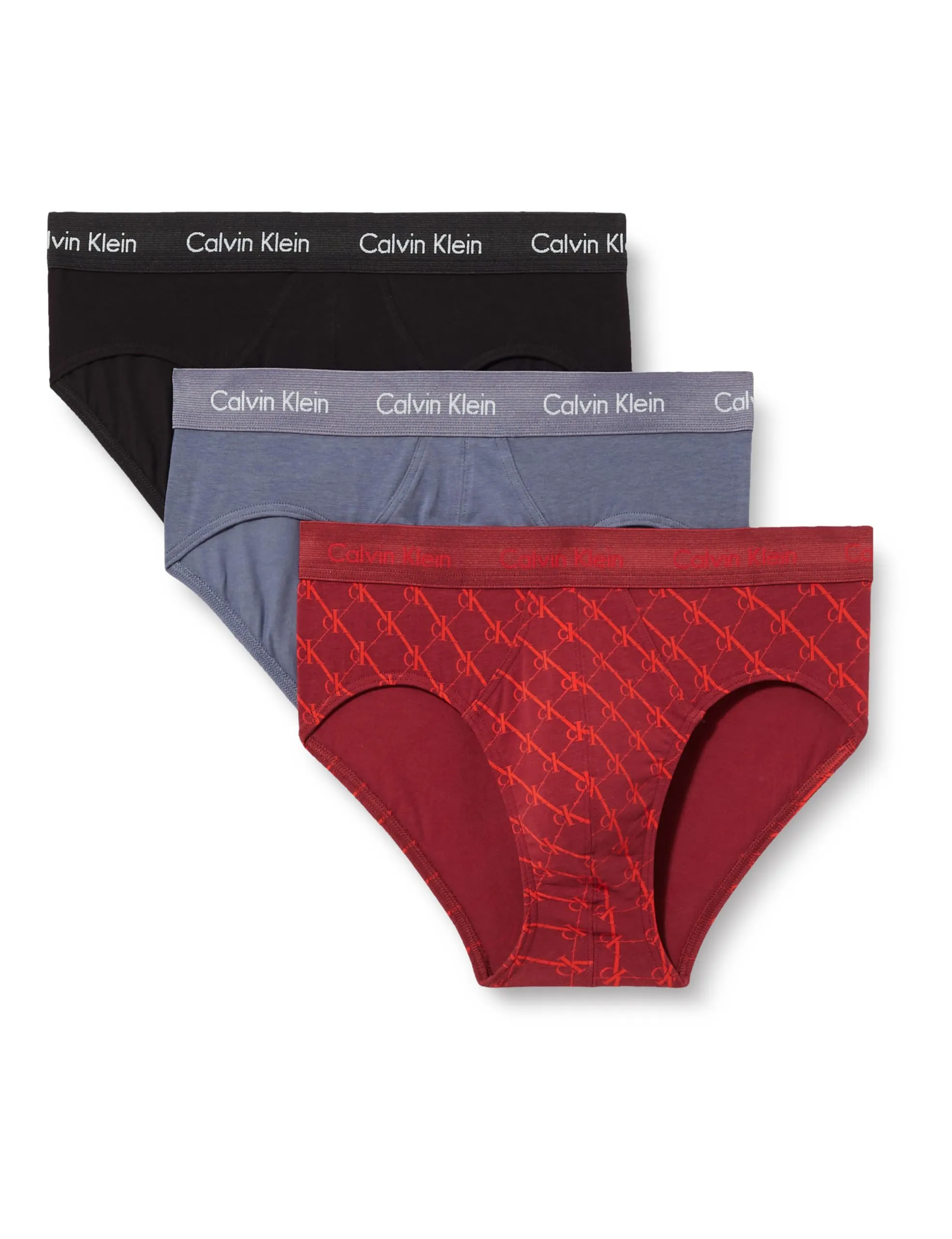 Calvin Klein Uomo Hip Brief 3Pk 0000U2661G Rosso (Grisaille/monogramma AOP Stabilito) L - immagine 1