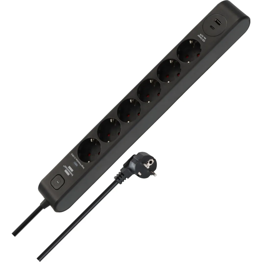 Multipresa 6 vie con 1x USB-C, 1x USB-A, Ciabatta - immagine 1