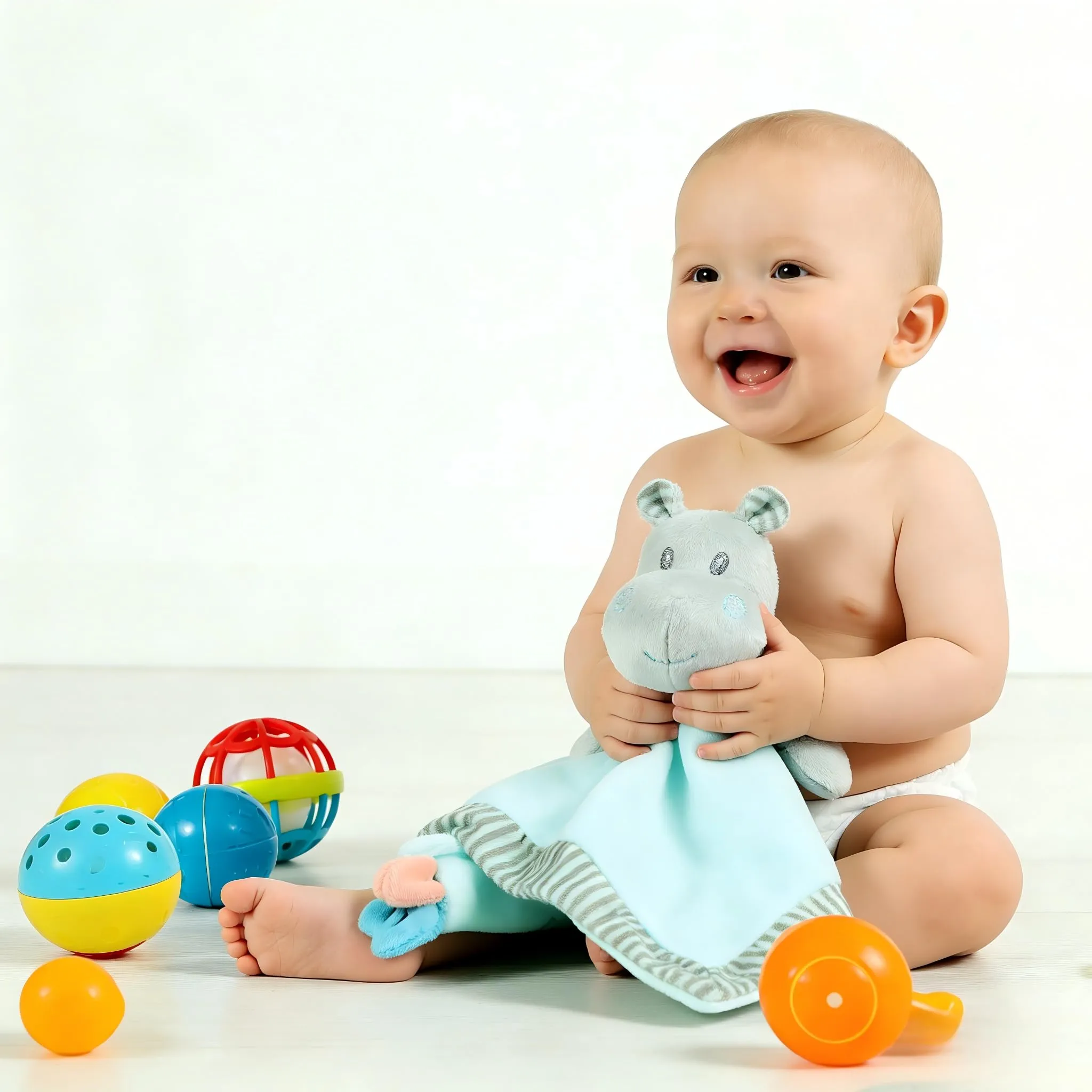 CREVENT Morbida coperta in pile per neonati, morbido peluche animale per bambine e bambini, coperta soffice, idea regalo di compleanno - Ippopotam - immagine 4