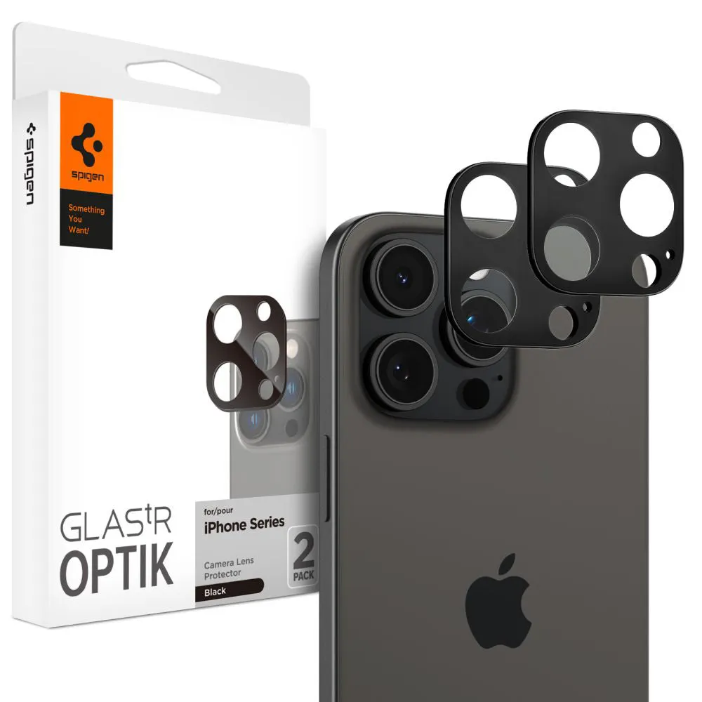 Pellicola protettiva per Fotocamera Posteriore Spigen GlastR Optik per Apple iPhone 16 Pro Max, Vetro Temperato, Set 2 pezzi, Nera AGL05273 - immagine 1