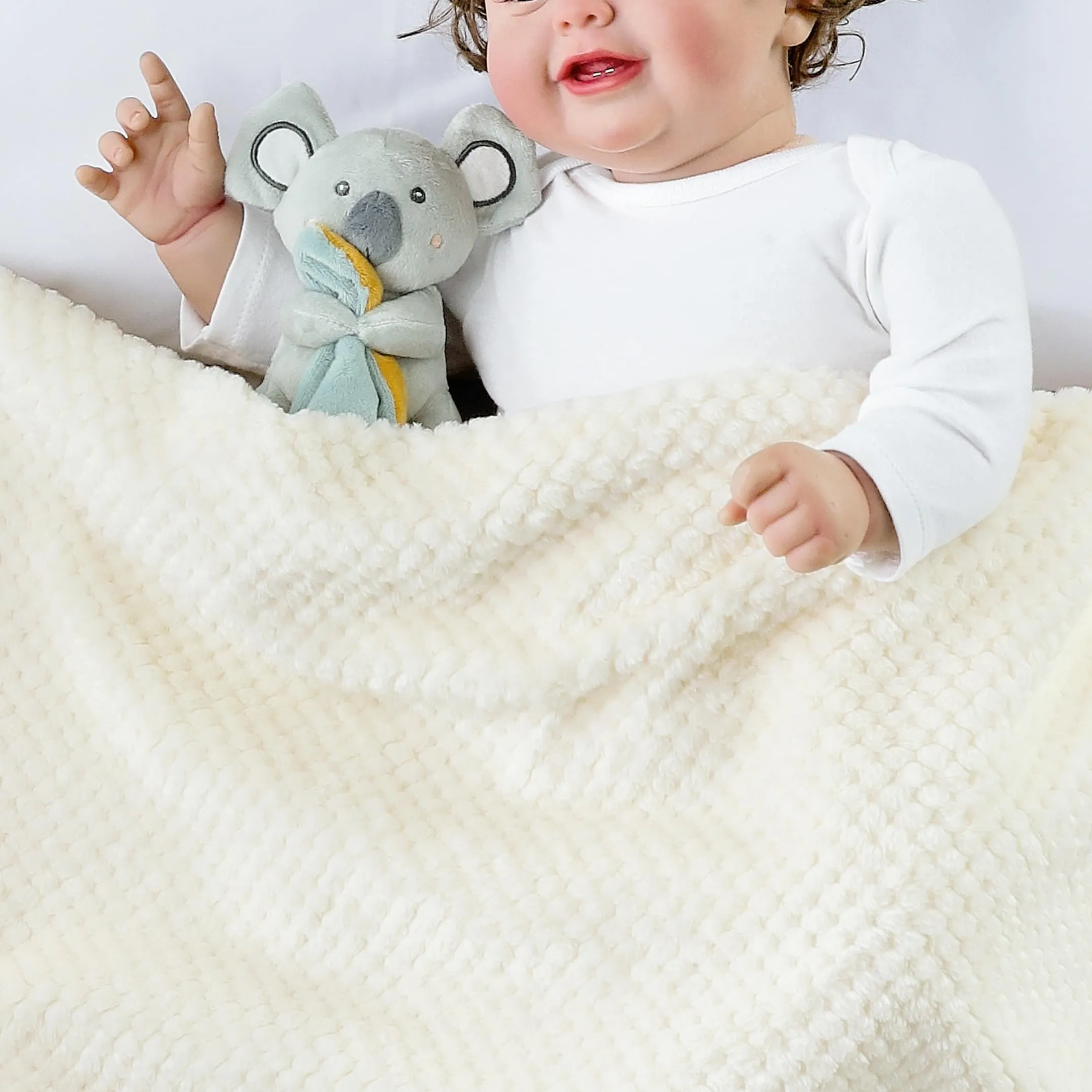 CREVENT Morbida coperta in pile per neonati con soffice animaletto per ragazze e ragazzi, coperta in peluche, regalo di compleanno - Koala - immagine 2