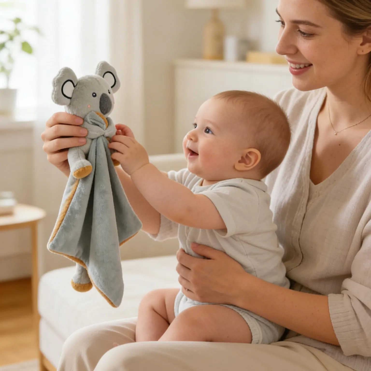 CREVENT Morbida coperta in pile per neonati con soffice animaletto per ragazze e ragazzi, coperta in peluche, regalo di compleanno - Koala - immagine 3