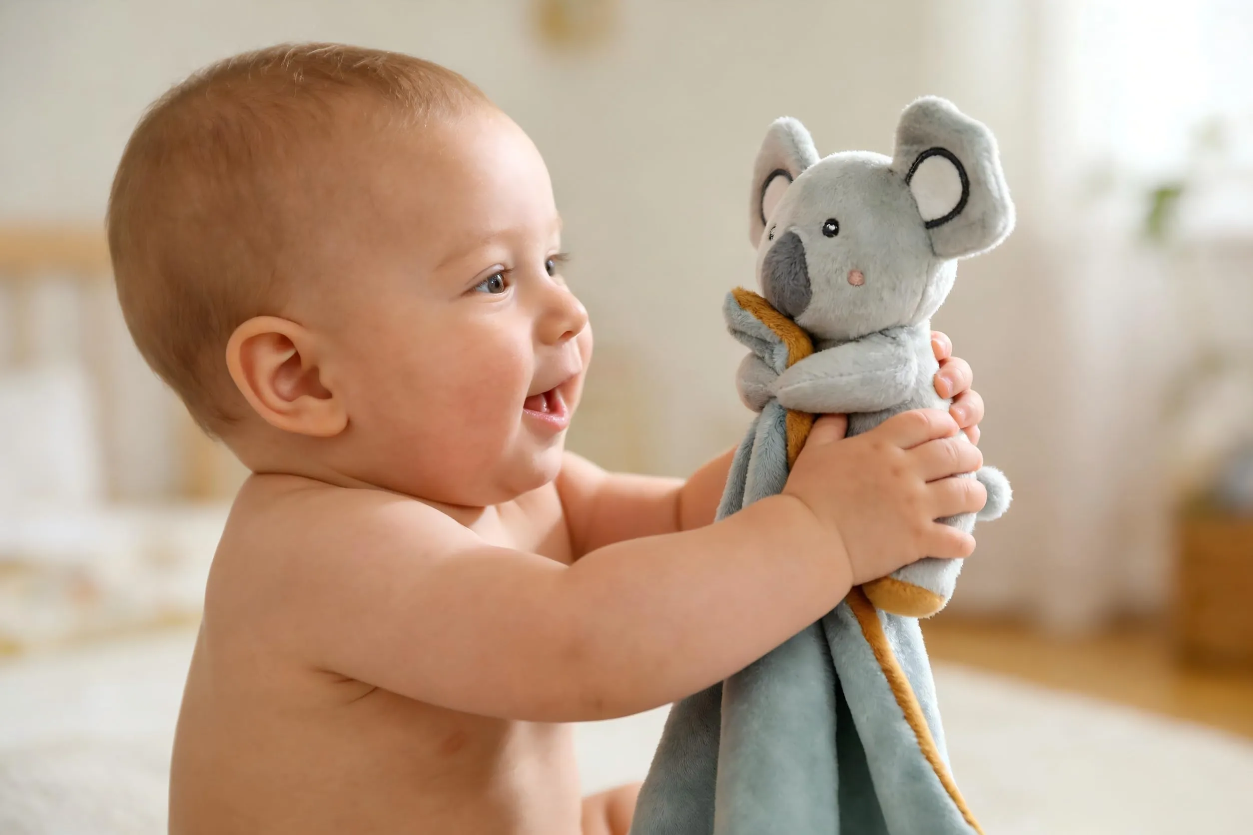 CREVENT Morbida coperta in pile per neonati con soffice animaletto per ragazze e ragazzi, coperta in peluche, regalo di compleanno - Koala - immagine 4