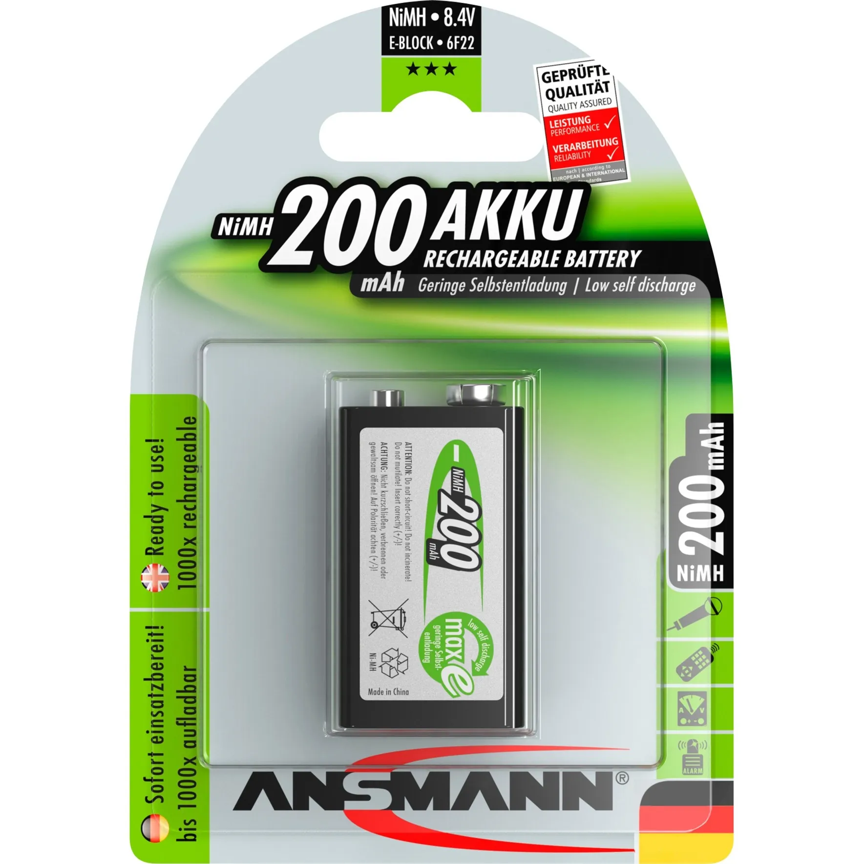 200mAh maxE E-Block Nichel-Metallo Idruro (NiMH), Batteria - immagine 1