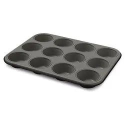 Stampo muffin inox antiaderente 12P HAPPY HOUR Nero e Grigio 09912HE - immagine 1