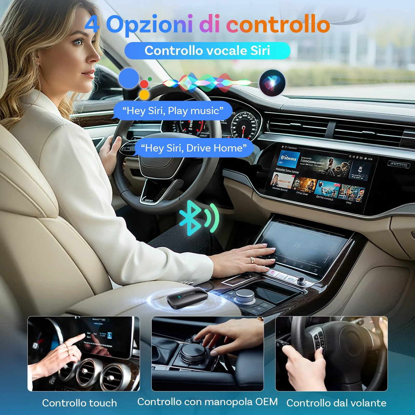 OTTOCAST Play2Video Ultra 2026 AI Box, Adattatore CarPlay Wireless e Android Auto, YouTube Prime Video Spotify, WiFi 6, 4GB+32GB, Plug & Play per Auto con CarPlay Cablato dal 2016 - immagine 4