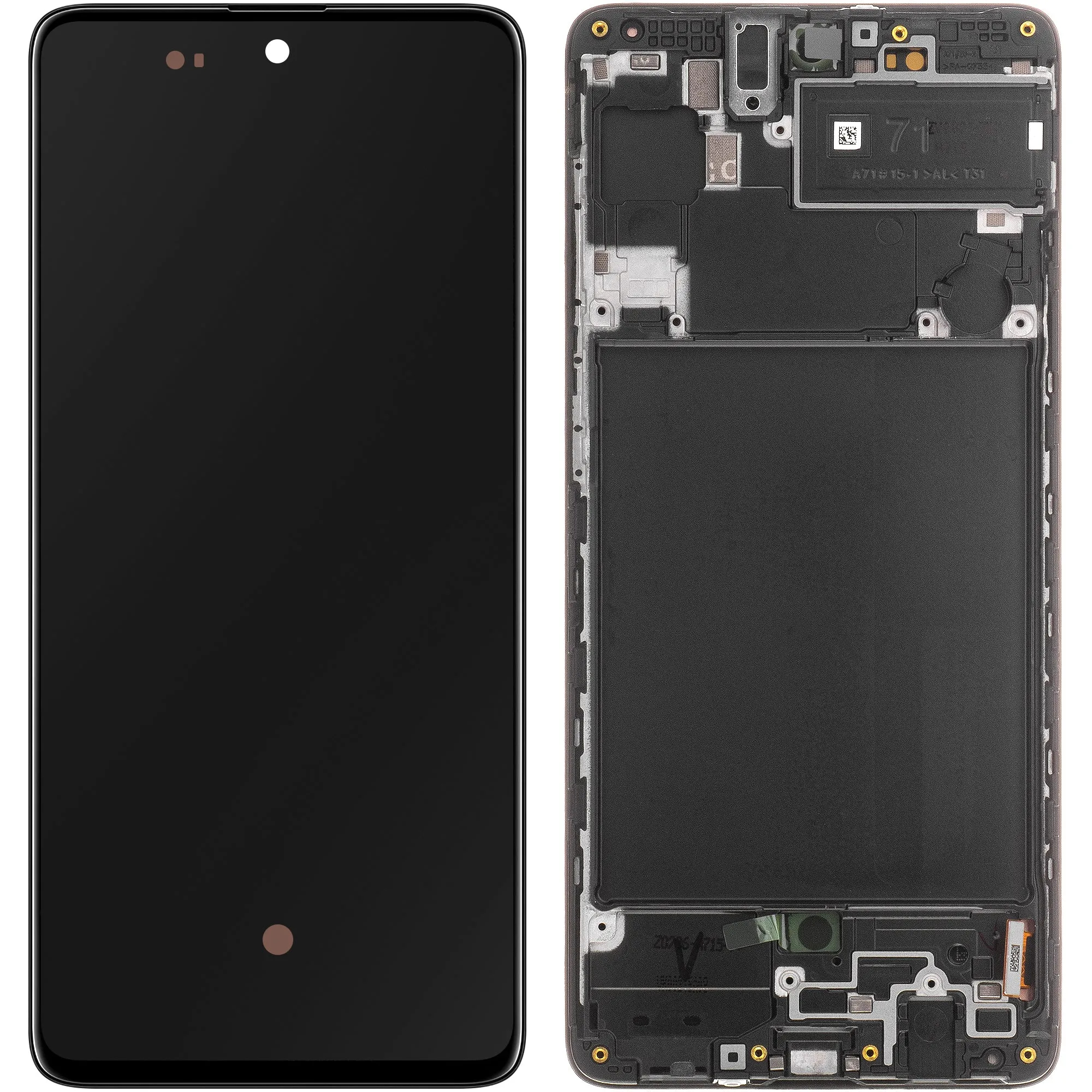 Display con Touchscreen Samsung Galaxy A71 A715, con Cornice, Nero, Service Pack GH82-22152A - immagine 1