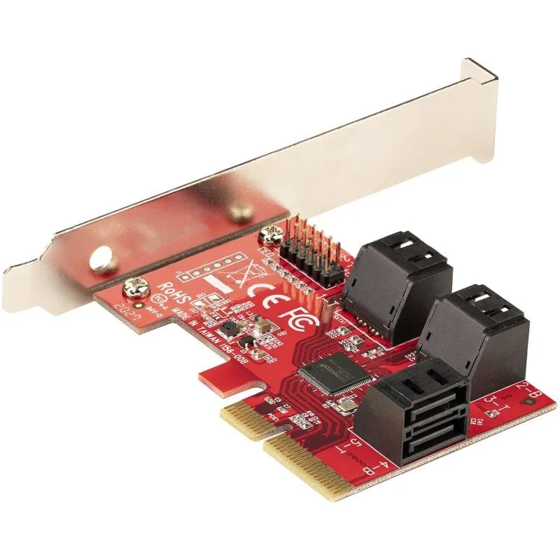 StarTech.com Scheda PCI Express 3.0 a SATA - Scheda di Espansione PCIe SATA a 6 porte - 6 Gbps - Staffa a Profilo Basso - Connettori SATA Sovrapposti - ASM1166 Non-Raid - Adattatore da PCI Express a SATA - immagine 1