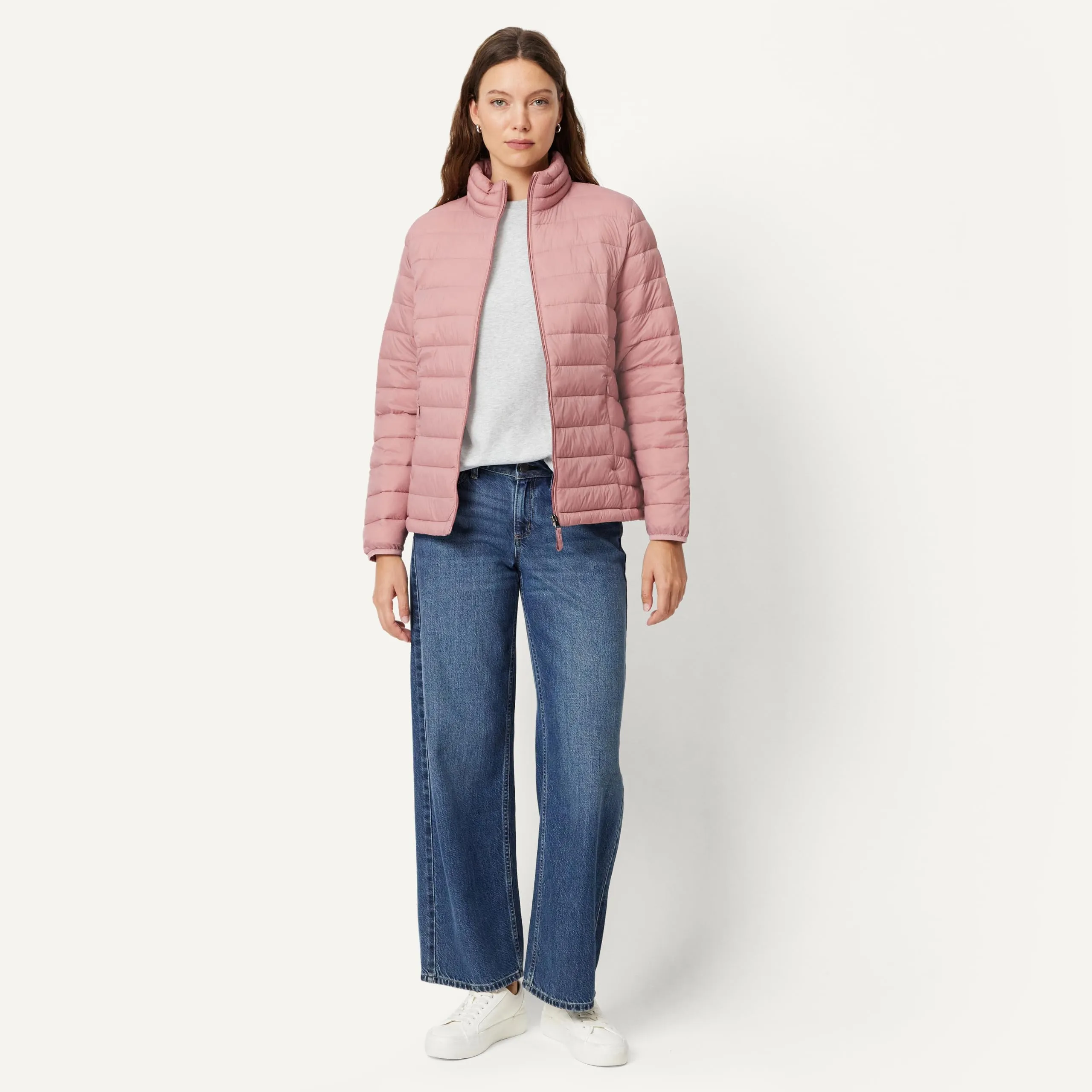 Amazon Essentials Piumino leggero a maniche lunghe resistente all'acqua ripiegabile (disponibile in taglie forti) Donna, Rosato Opaco, M - immagine 5