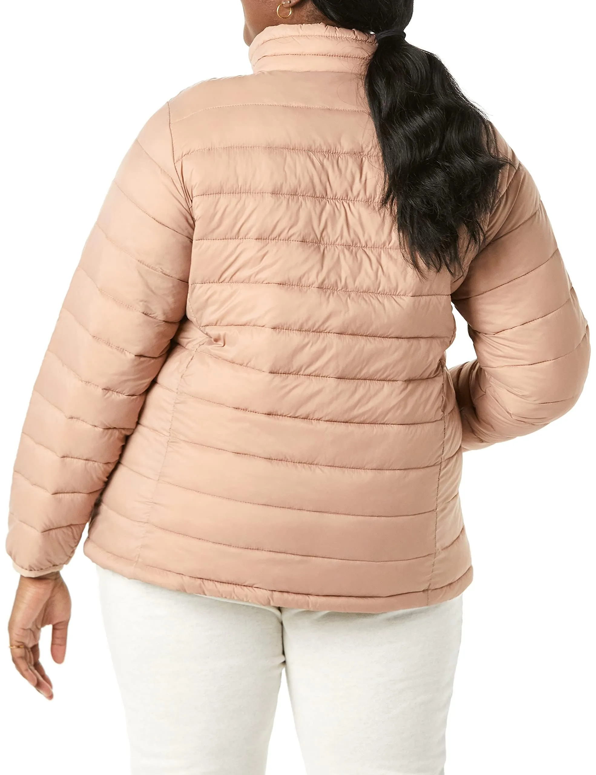 Amazon Essentials Piumino leggero a maniche lunghe resistente all'acqua ripiegabile (disponibile in taglie forti) Donna, Grigio Talpa, L - immagine 3