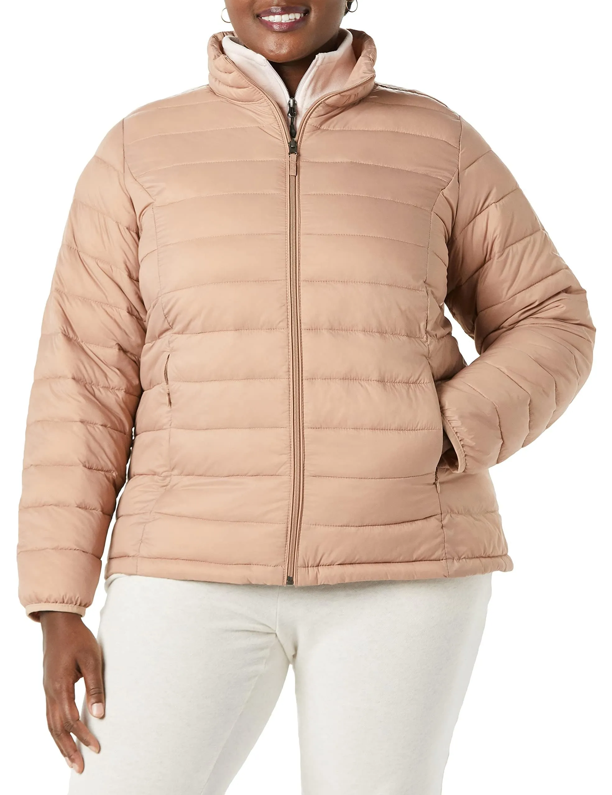 Amazon Essentials Piumino leggero a maniche lunghe resistente all'acqua ripiegabile (disponibile in taglie forti) Donna, Grigio Talpa, XL - immagine 1