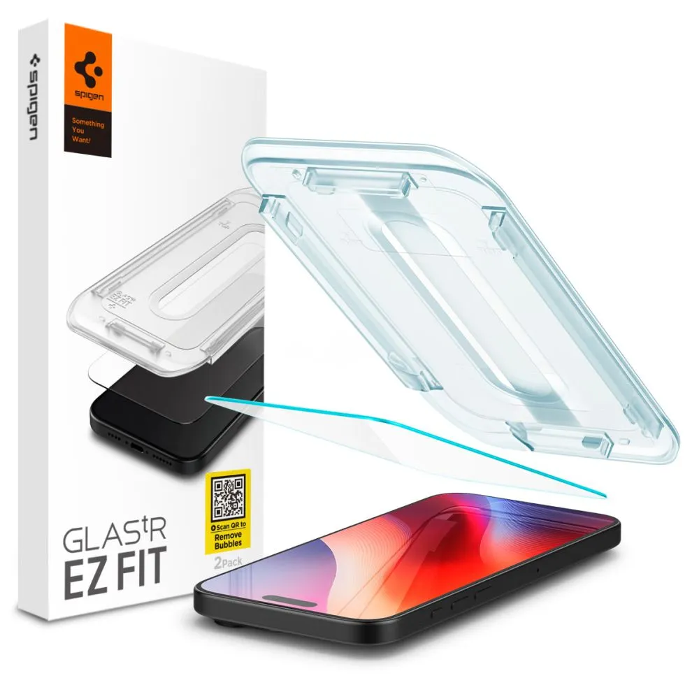 Pellicola Protettiva Schermo Spigen GlastR EZ FIT per Apple iPhone 16 Pro, Vetro Temperato, Full Glue AGL07935 - immagine 1