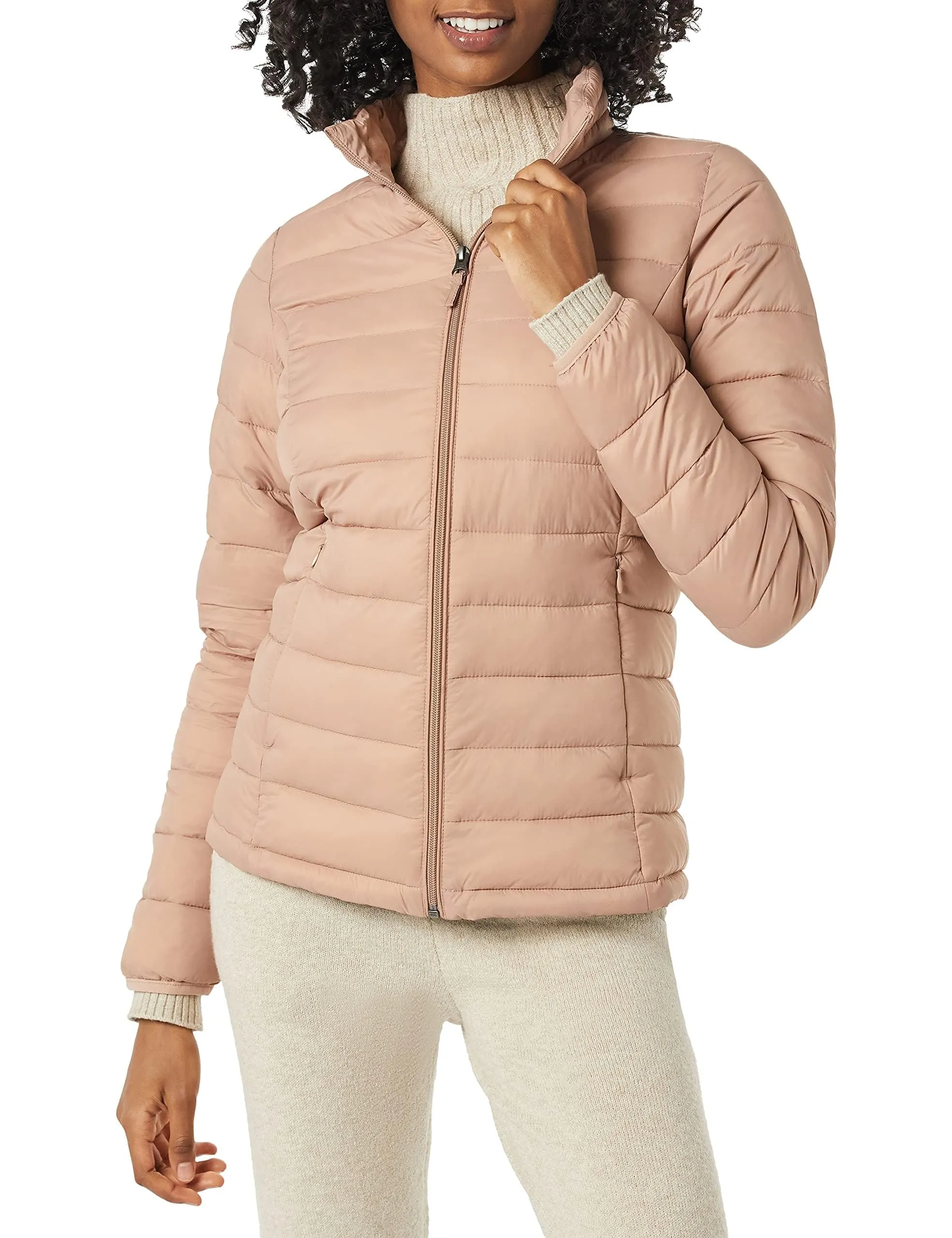 Amazon Essentials Piumino leggero a maniche lunghe resistente all'acqua ripiegabile (disponibile in taglie forti) Donna, Grigio Talpa, S - immagine 4