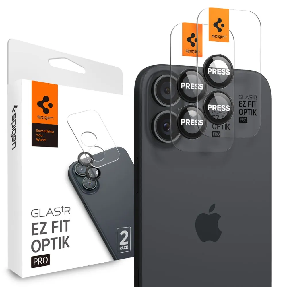Pellicola Protettiva Posteriore Spigen GlastR EZ FIT Optik Pro per Apple iPhone 17 / 16 Plus / 16, Vetro Temperato, Set 2 pezzi, Nera AGL07921 - immagine 1