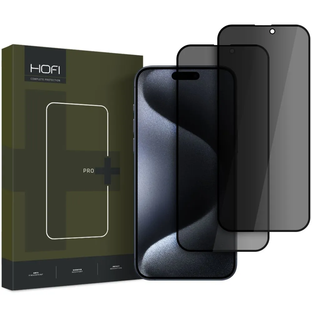 Pellicola Protettiva Schermo Privacy HOFI Glass PRO+ per Apple iPhone 16 Pro Max, Vetro Temperato, Full Glue, Set 2 pezzi, 2.5D - immagine 1