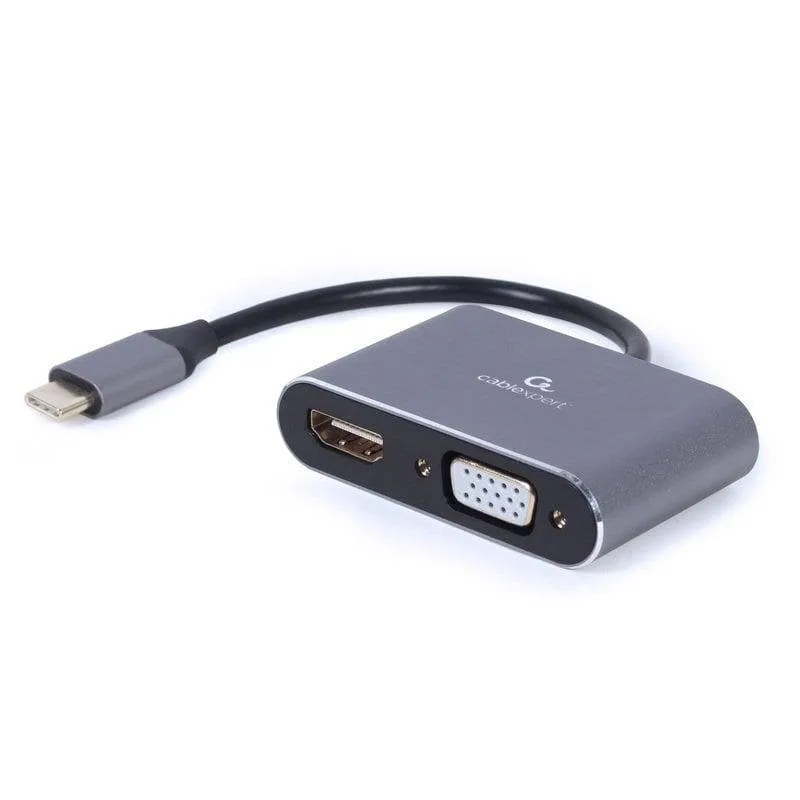 Adattatore Gembird USB-C HDMI VGA 4K 30Hz 1080p 0,15m Grigio - immagine 1