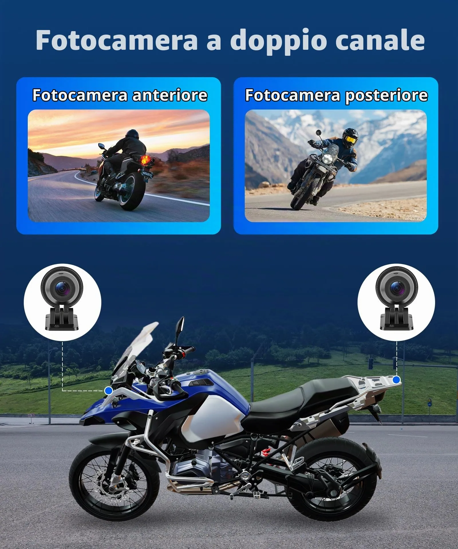 Rimoody Portatile Wireless Carplay Display Motociclo con Dashcam 2 Telecamera Fronte e Retro, 5 Pollici Touchscreen Carplay Android Auto Schermo per Motorbike con App/Bluetooth/IP68 étanche/GPS Navi - immagine 4