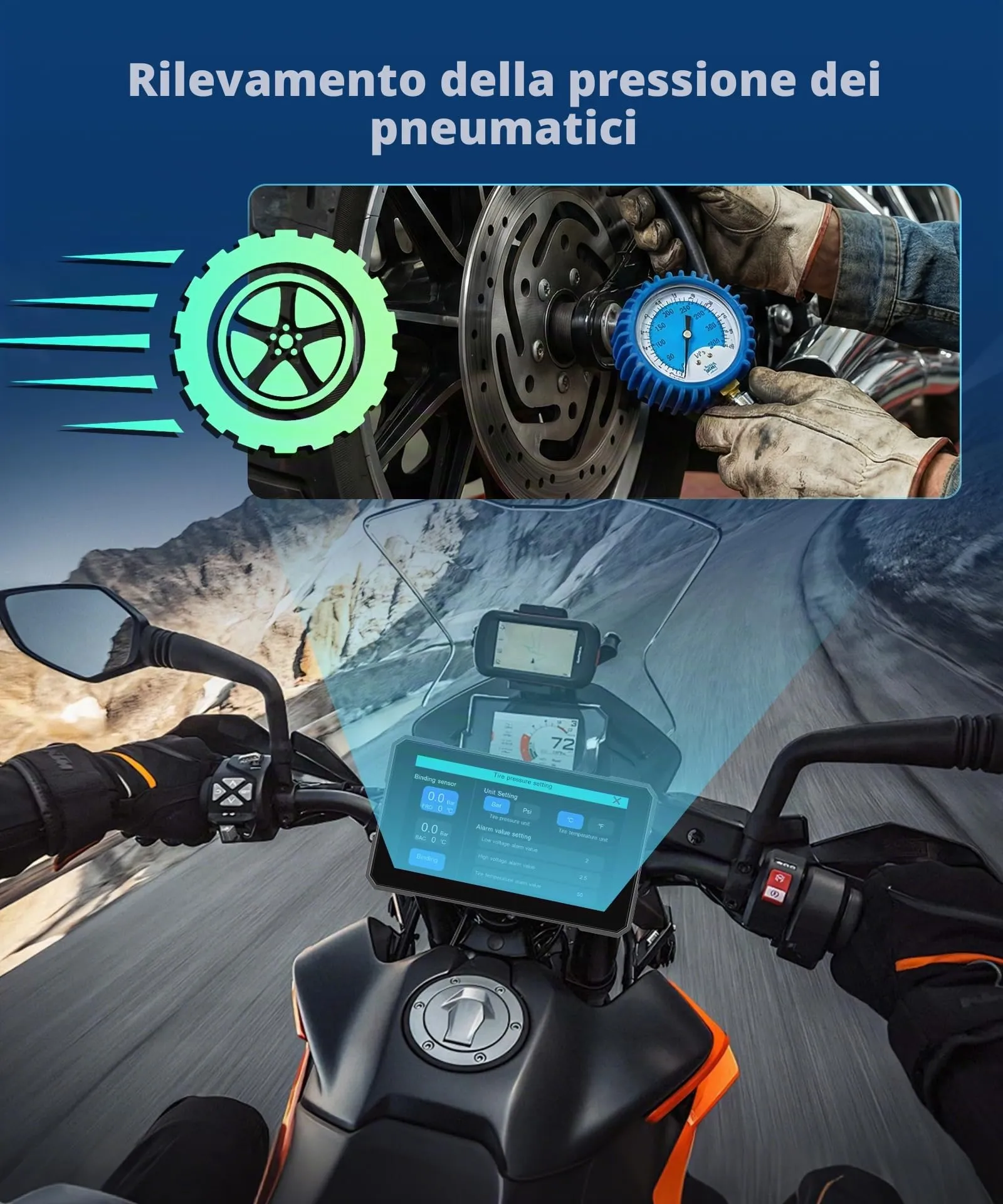 Rimoody Portatile Wireless Carplay Display Motociclo con Dashcam 2 Telecamera Fronte e Retro, 5 Pollici Touchscreen Carplay Android Auto Schermo per Motorbike con App/Bluetooth/IP68 étanche/GPS Navi - immagine 7