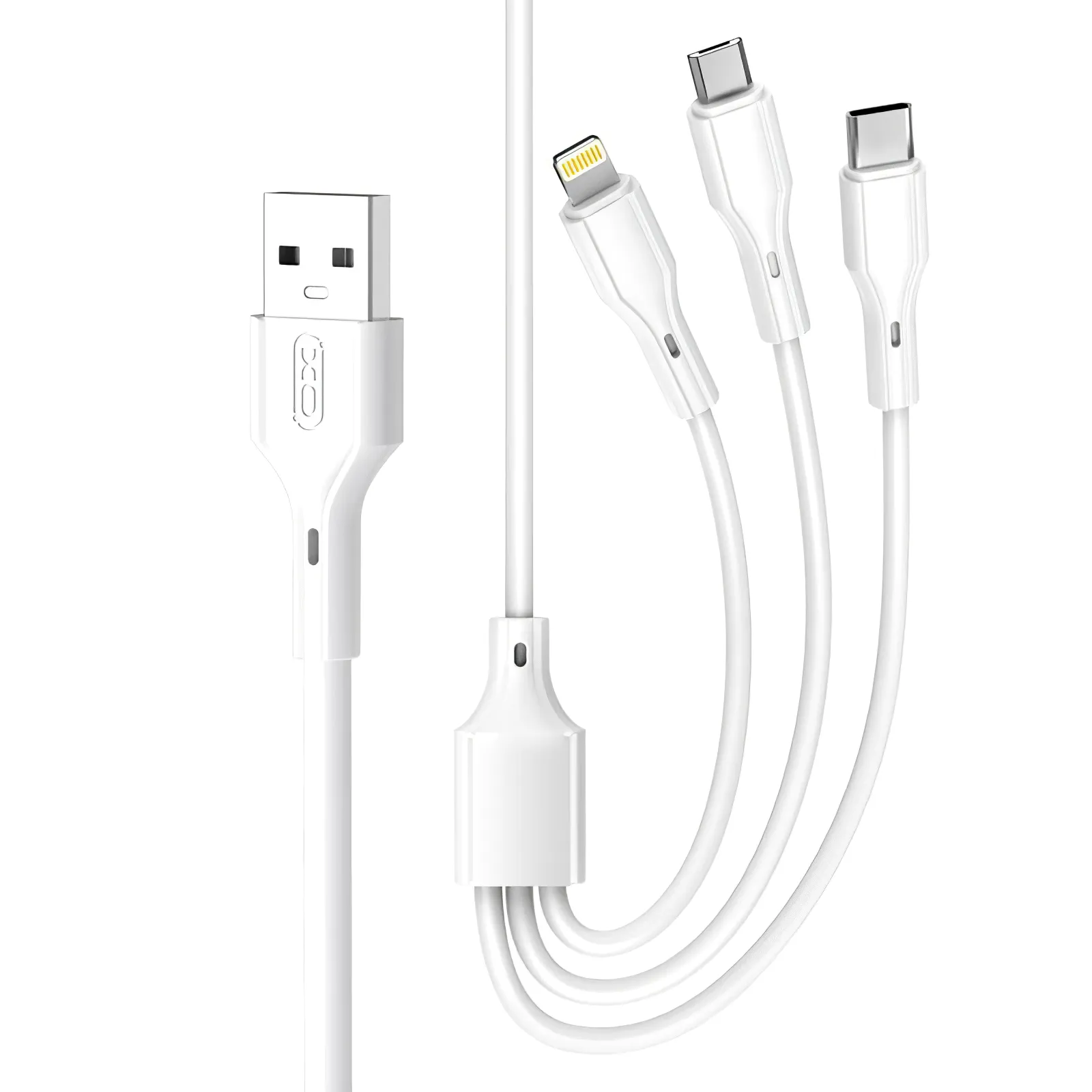 Cavo di Ricarica USB-A - Lightning / microUSB / USB-C XO Design NB230 3in1, 12W, 1m, Bianco - immagine 1