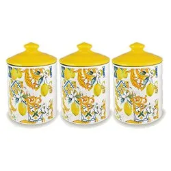 Set barattoli 3 pz (11x14,5cm) LEMON Giallo e Bianco 56901 - immagine 1