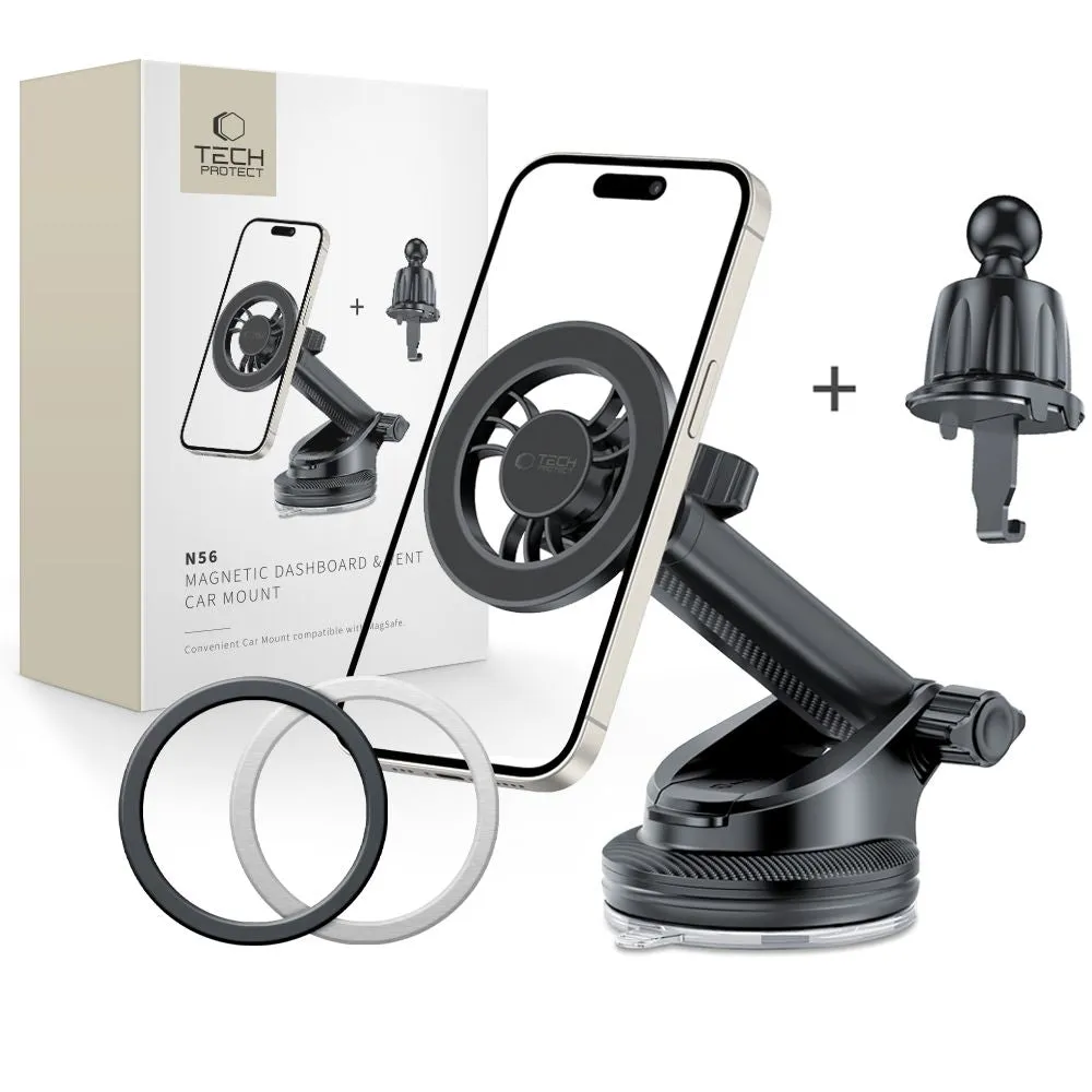 Supporto Auto Magnetico Tech-Protect N56 2in1, Universale, Nero - immagine 1