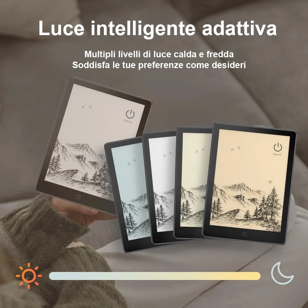 Veidoo - Lettore eBook da 6 pollici con grande schermo E-Ink, 32GB ROM, 758 x 1024, 212 DPI, SMARTlight regolabile, lettore E-book Android, altoparlante integrato, tablet E-Ink con WiFi e cover (Nero) - immagine 4