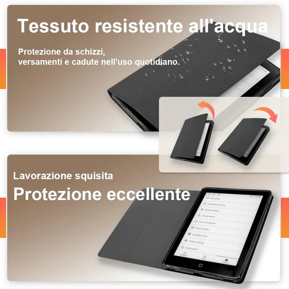 Veidoo - Lettore eBook da 6 pollici con grande schermo E-Ink, 32GB ROM, 758 x 1024, 212 DPI, SMARTlight regolabile, lettore E-book Android, altoparlante integrato, tablet E-Ink con WiFi e cover (Nero) - immagine 7