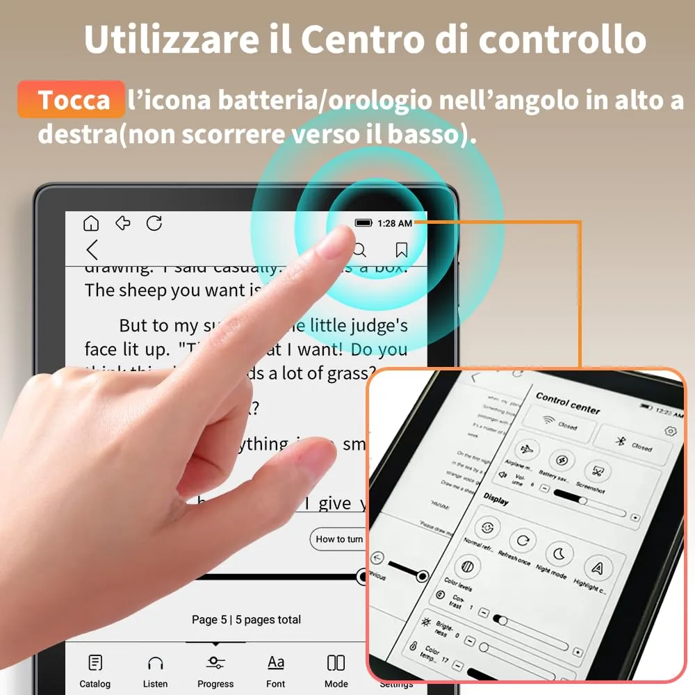 Veidoo - Lettore eBook da 6 pollici con grande schermo E-Ink, 32GB ROM, 758 x 1024, 212 DPI, SMARTlight regolabile, lettore E-book Android, altoparlante integrato, tablet E-Ink con WiFi e cover (Nero) - immagine 9