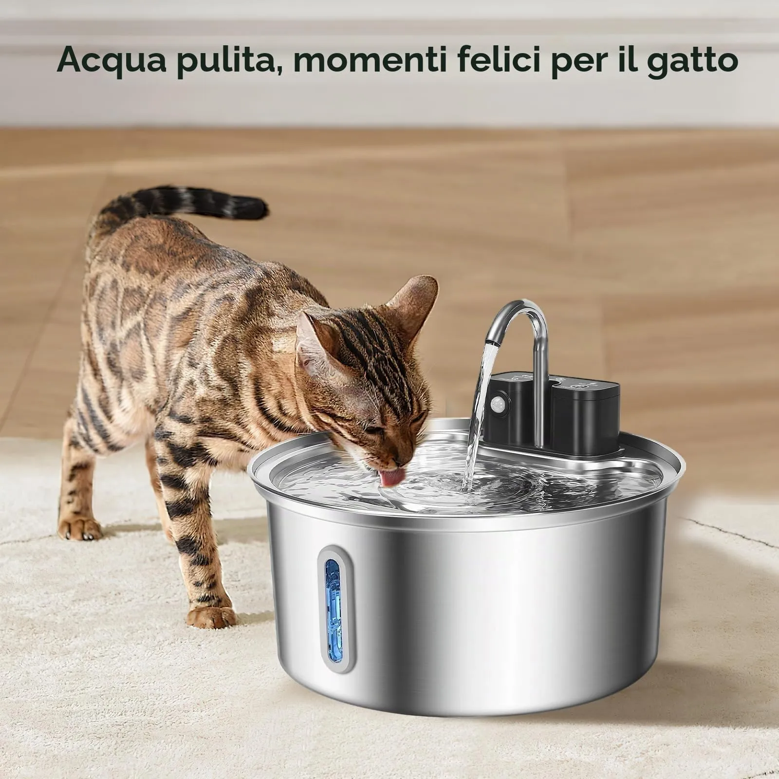 Filtri Fontana per Gatti, 12 Filtri per Fontana di Gatti, 6 Filtri di Rricambio e 6 Spugne compatibili con VinDox 3,2 l, Fontana per Gatti in Acciaio Inox Senza Fili - immagine 6