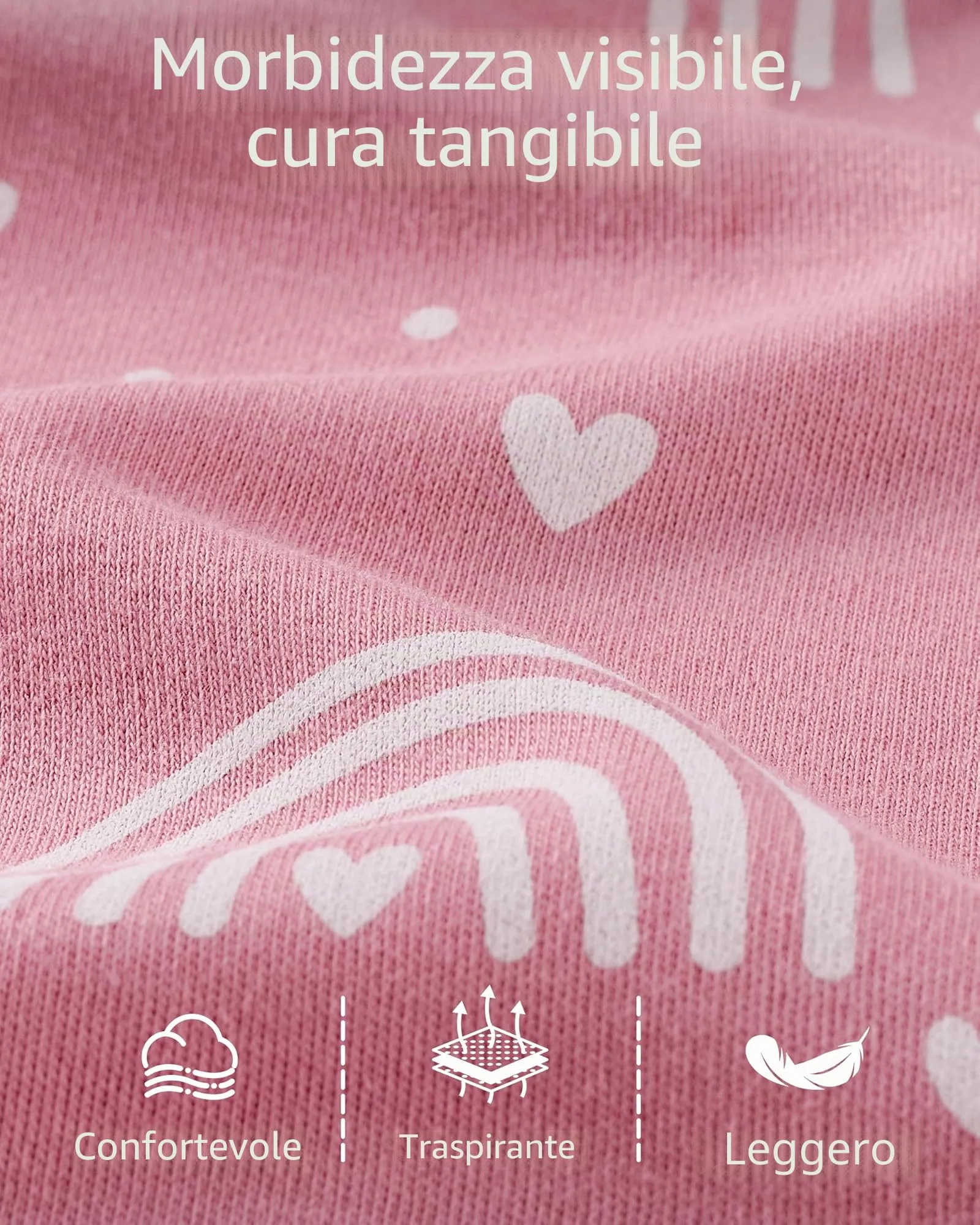 FIEMOL Sacco nanna 12-18 mesi 0,5 Tog Coperte indossabili in cotone, 3 pacchetti sacco nanna estivo traspirante per neonato 76-89cm Arcobaleno Rosa - immagine 5