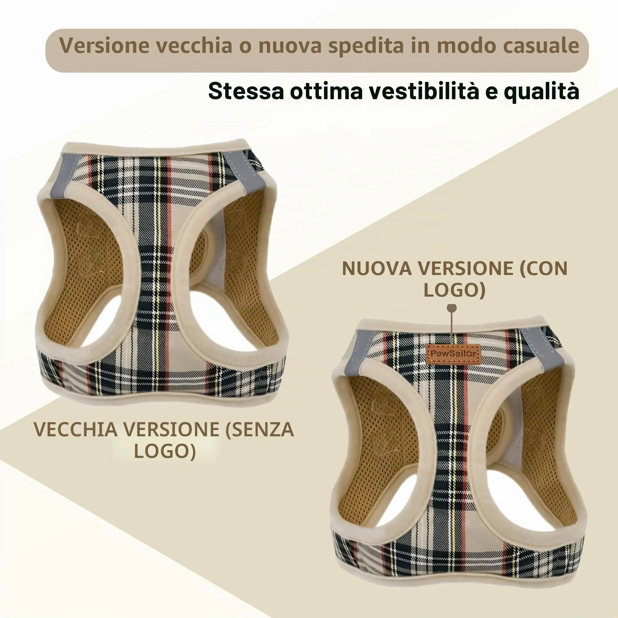 Pawsailor Pettorina Cane Taglia Piccola con Guinzaglio Anti-tiro Beige L - immagine 7
